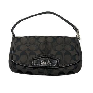 VTG Coach Signature C Blk Jacquard Small Flap Bag w Patent Trim Y2K Script Logo